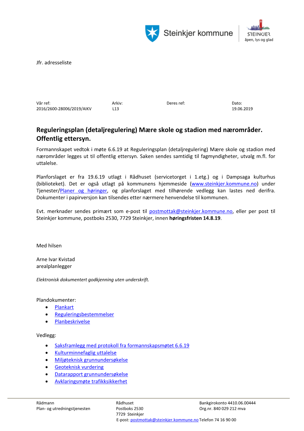 Reguleringsplan (Detaljregulering) Mære Skole Og Stadion Med Nærområder