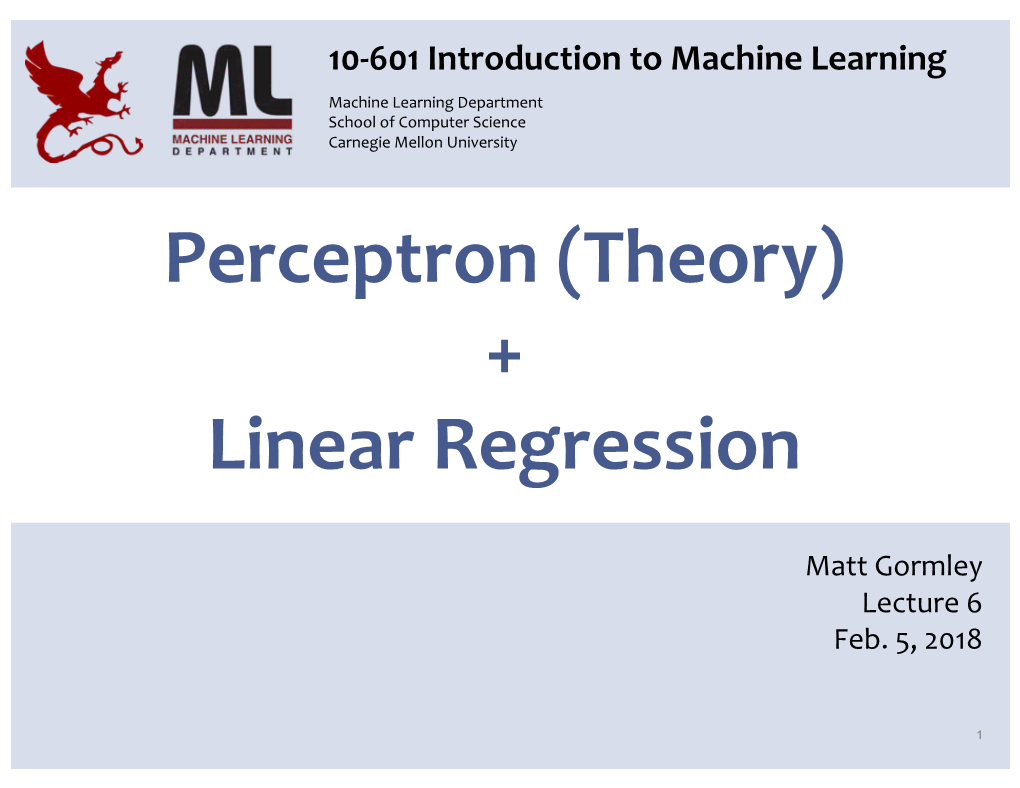 Perceptron (Theory) + Linear Regression