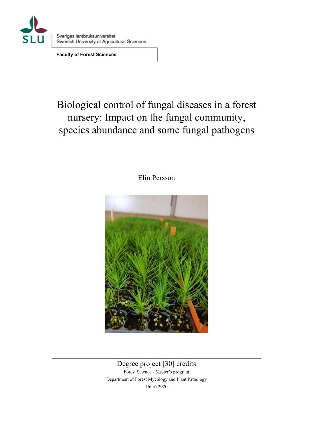 Biological Control of Fungal Diseases in a Forest Nursery: Impact on the Fungal Community, Species Abundance and Some Fungal Pathogens