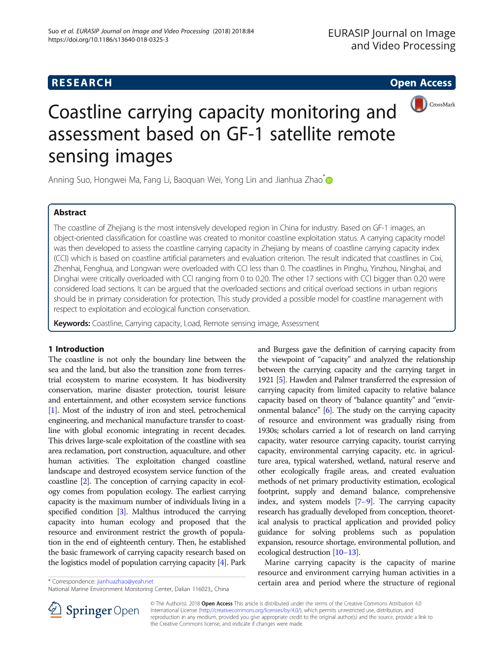 Coastline Carrying Capacity Monitoring and Assessment Based on GF-1