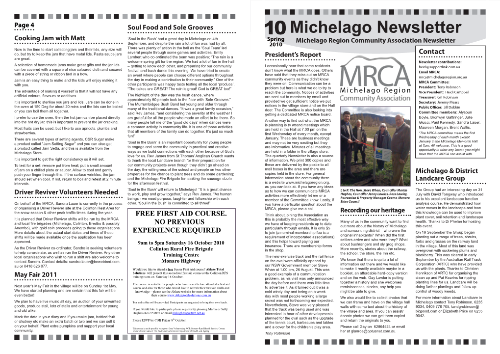 Michelago Newsletter