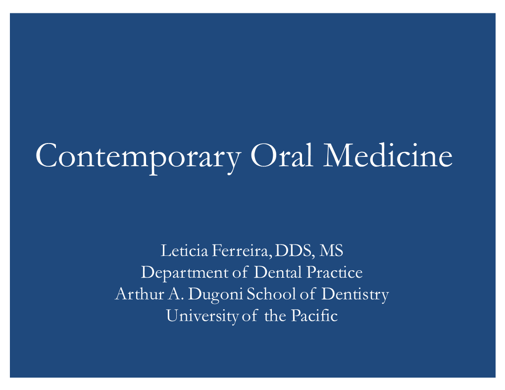 Contemporary Oral Medicine June 2017