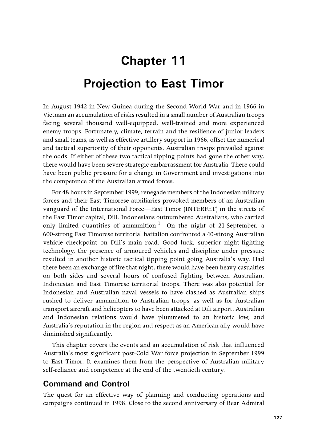 Projection to East Timor