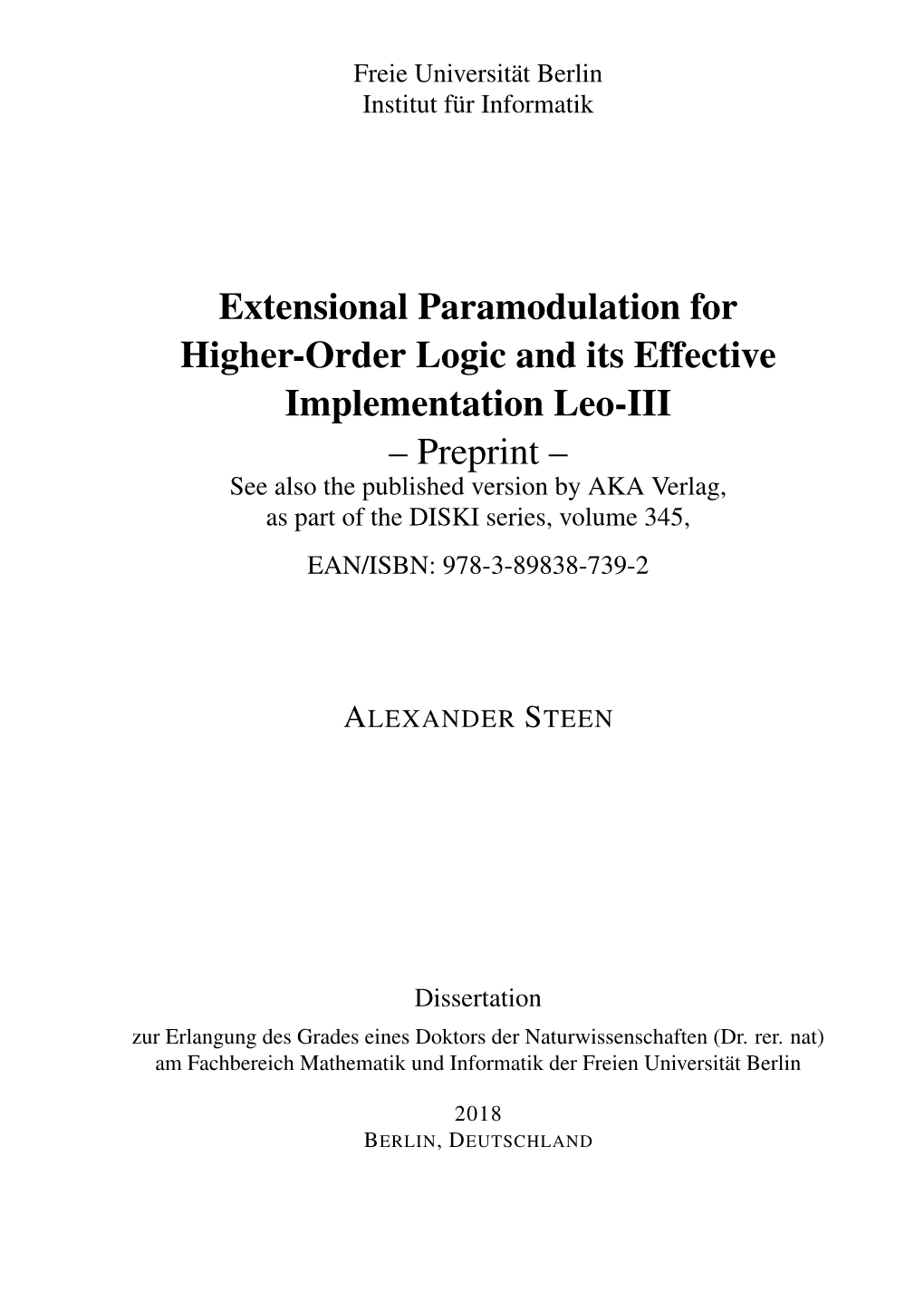 Extensional Paramodulation for Higher-Order