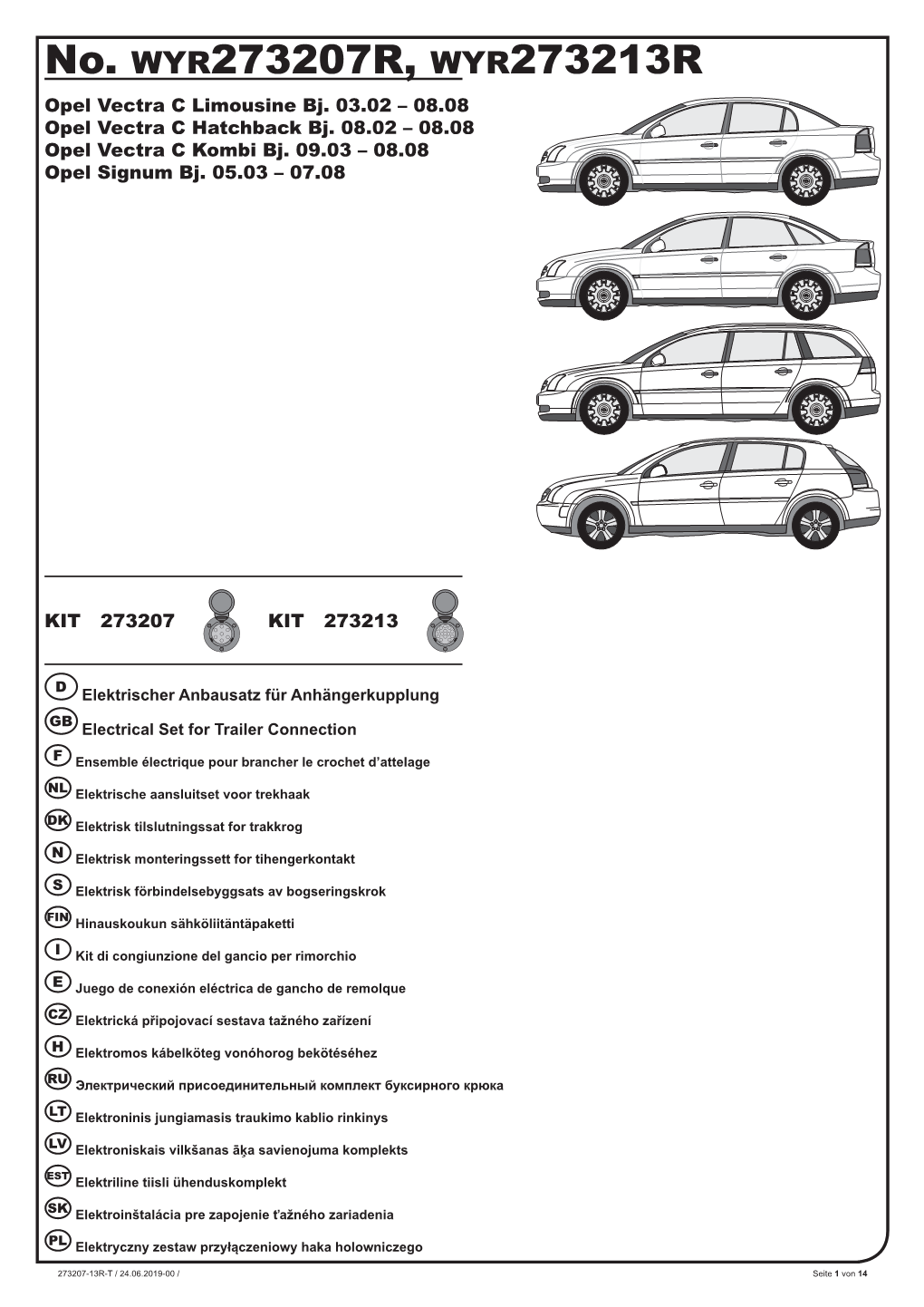 No. WYR273207R, WYR273213R Opel Vectra C Limousine Bj