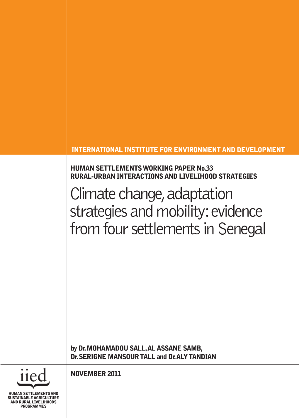 Clim Stra from Climate Change, Adaptation Strategies and Mobility