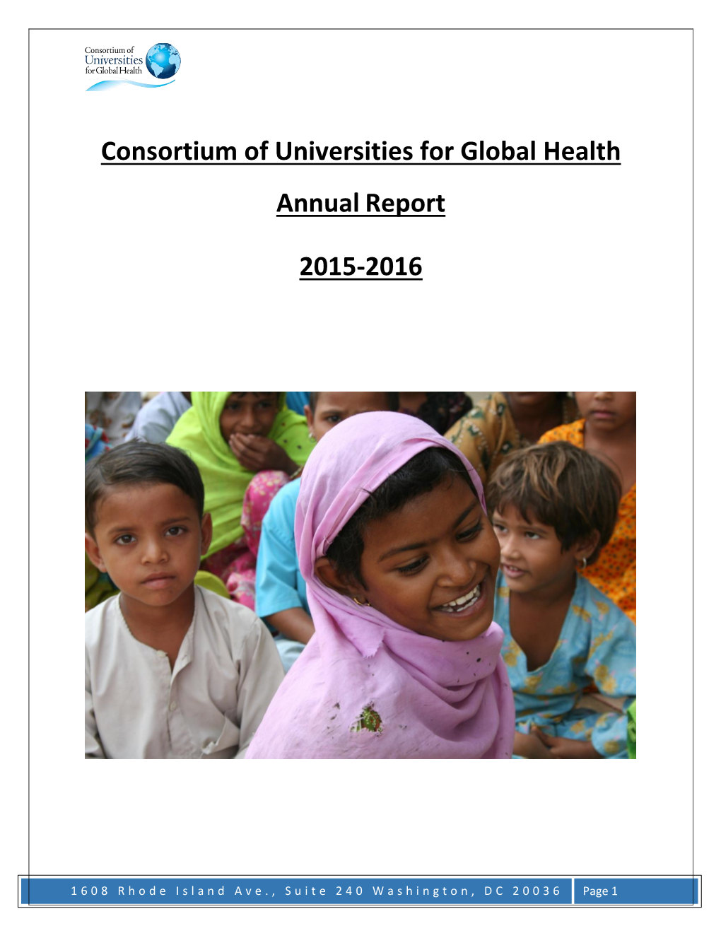 Consortium of Universities for Global Health Annual Report 2015-2016