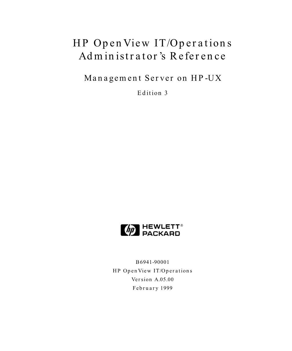 HP Openview IT/Operations Administrator's Reference