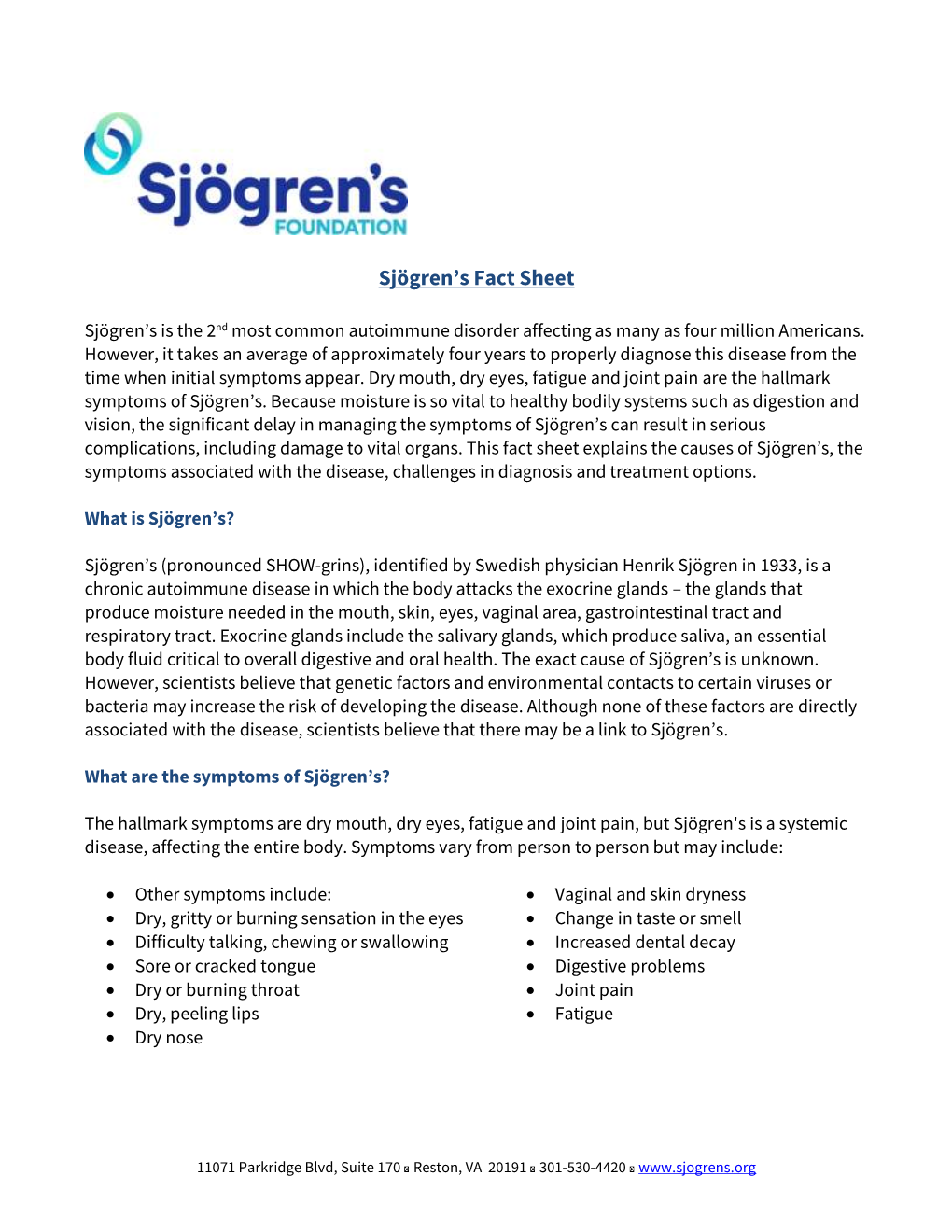 Sjögren's Fact Sheet