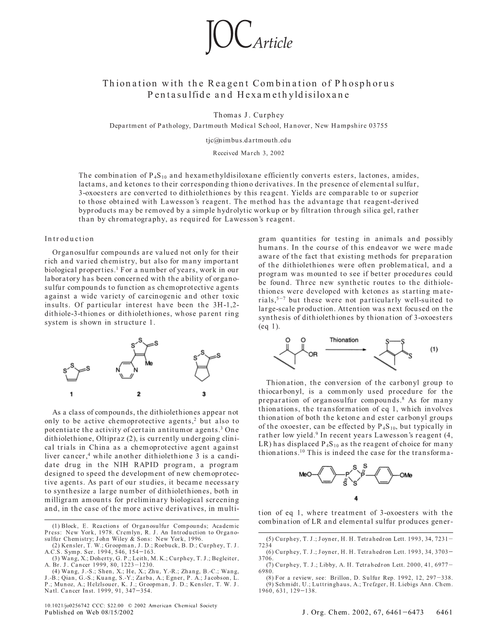 Thionation with the Reagent Combination of Phosphorus Pentasulfide and Hexamethyldisiloxane