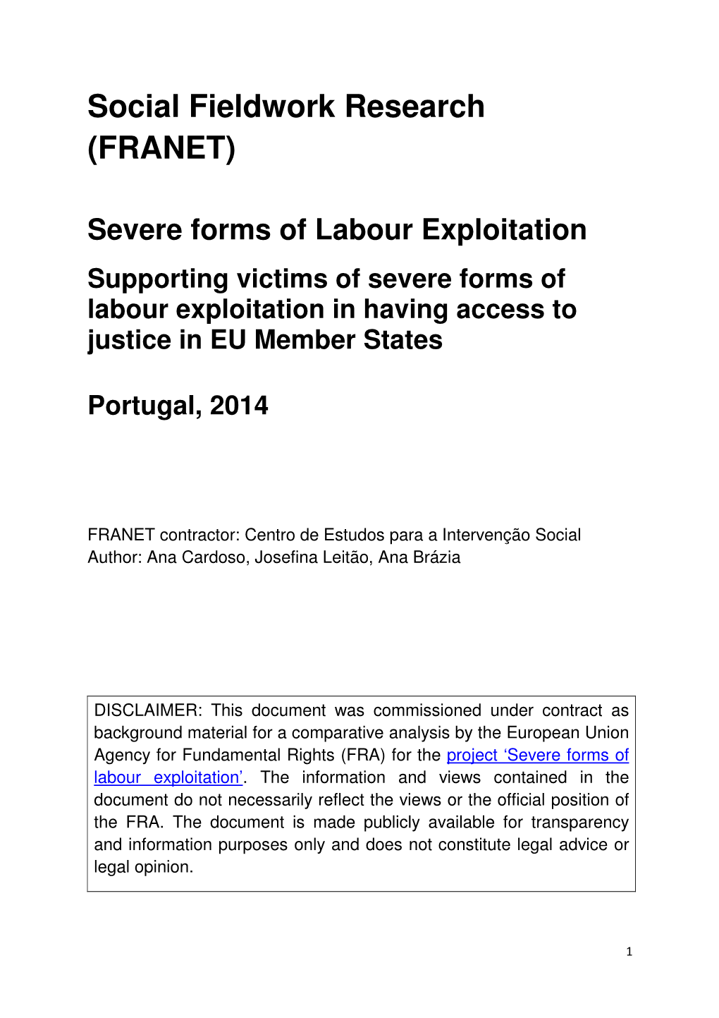 Severe Labour Exploitation – Portugal