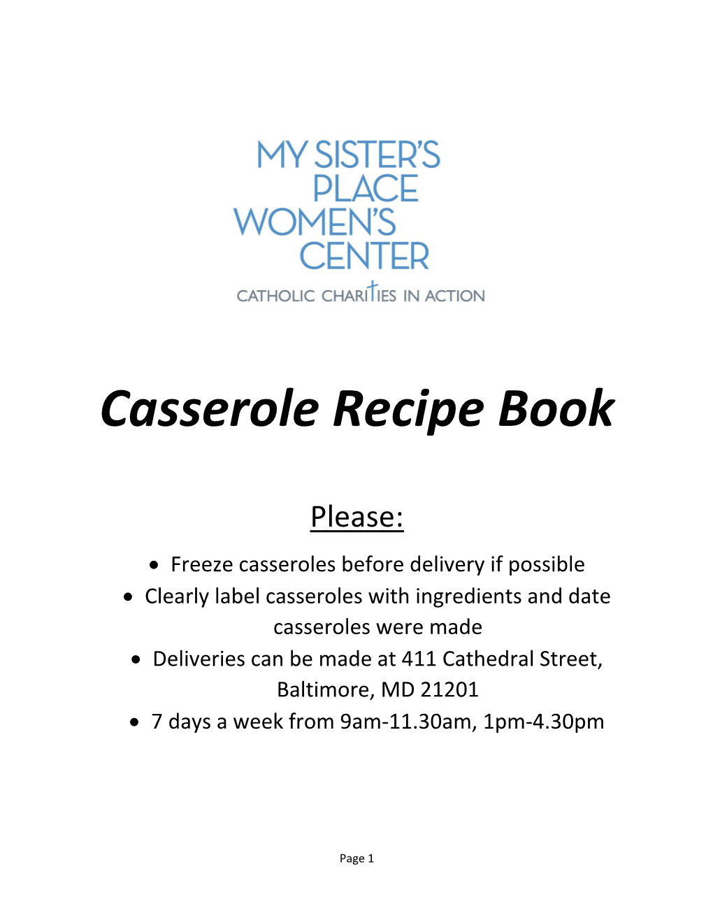 Casserole Recipe Book