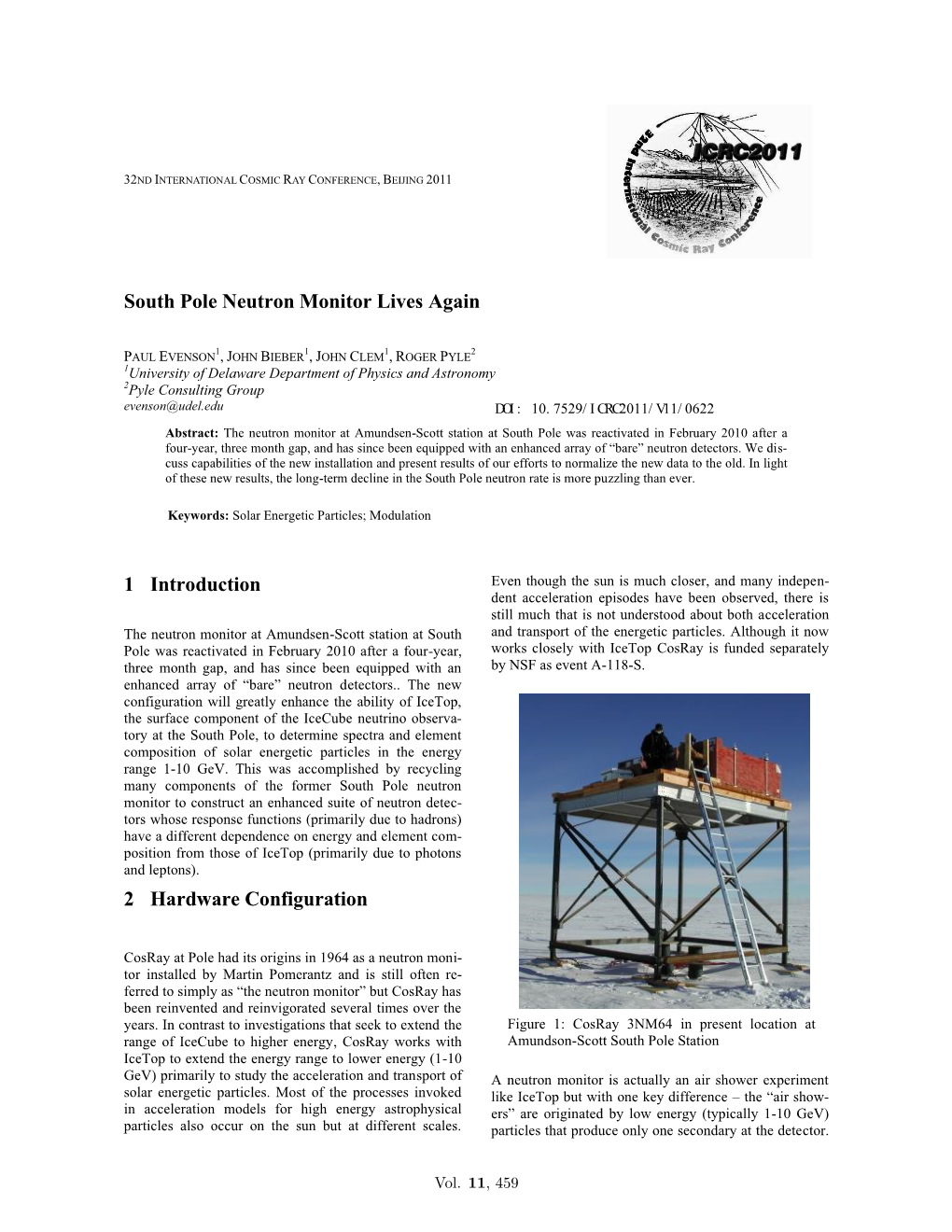 South Pole Neutron Monitor Lives Again 1 Introduction 2 Hardware