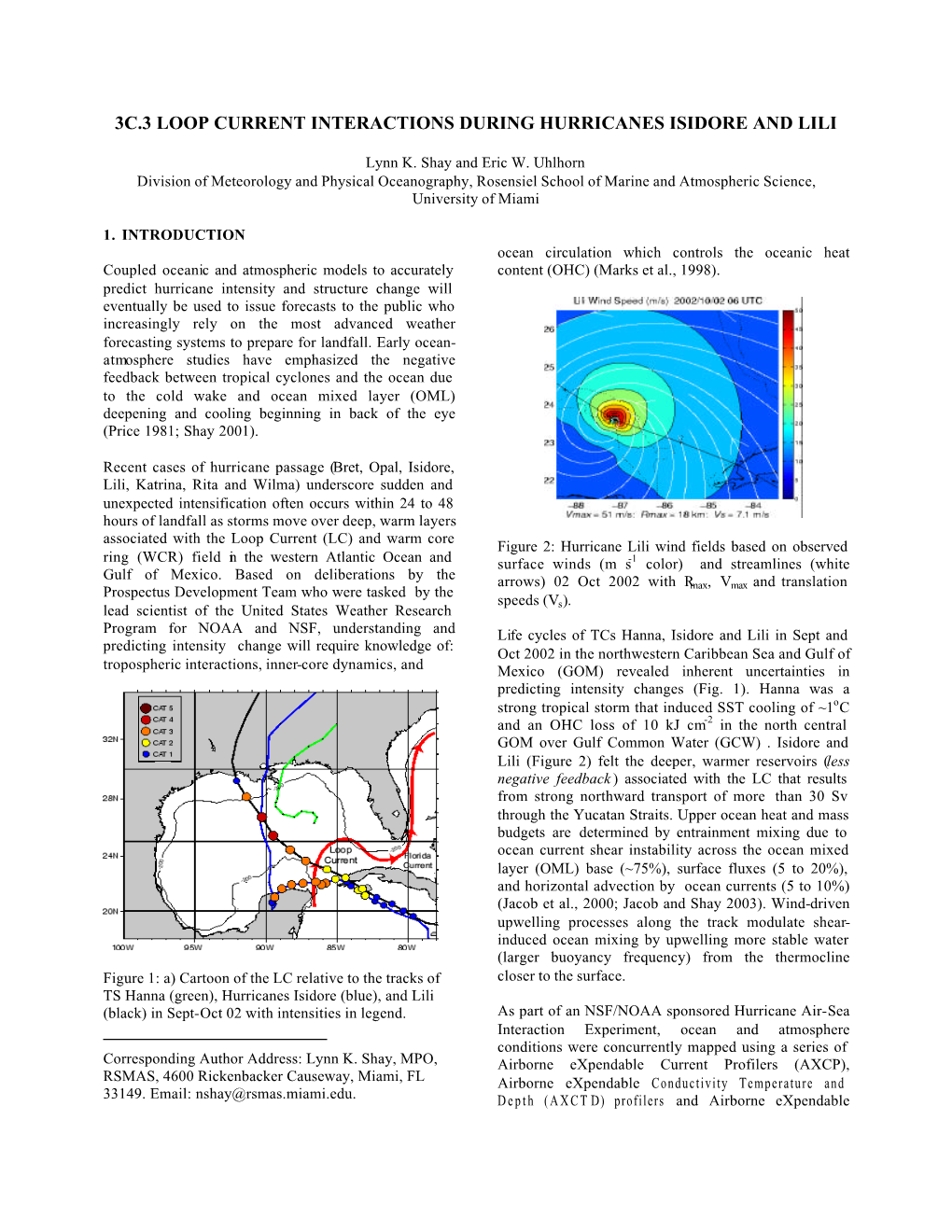 3C.3 Loop Current Interactions During Hurricanes Isidore and Lili