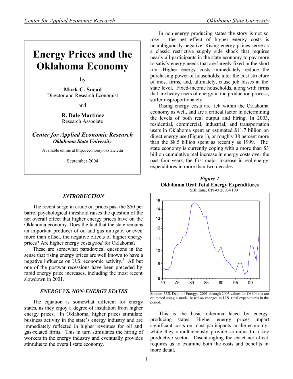 Energy Prices and Oklahoma Economy