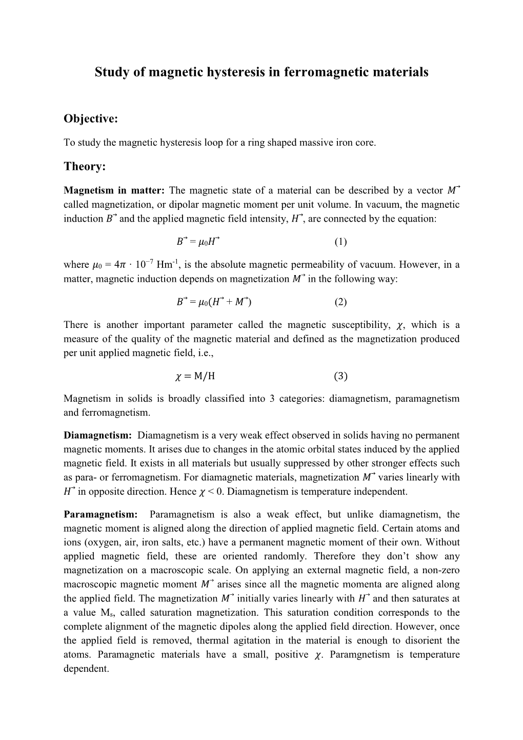 Magnetic Hysteresis of Ferromagnetic Materials