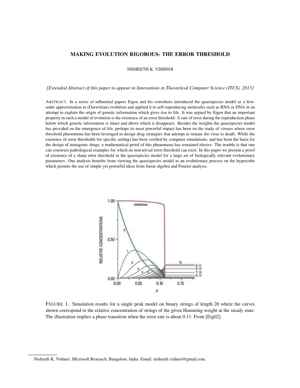 Making Evolution Rigorous- the Error Threshold