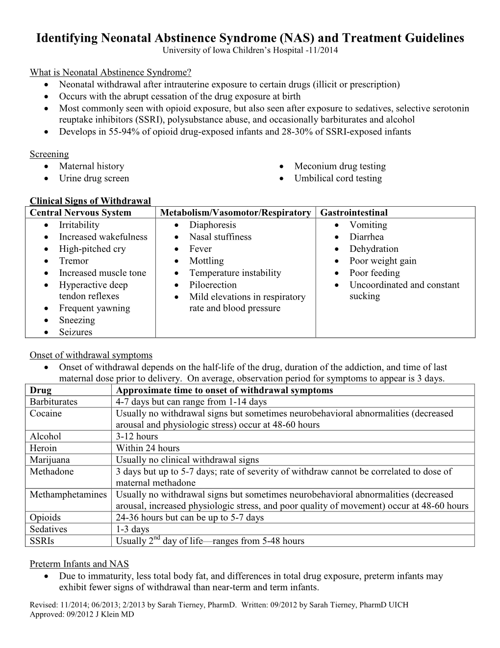 UIHC Neonatal Abstinence Syndrome