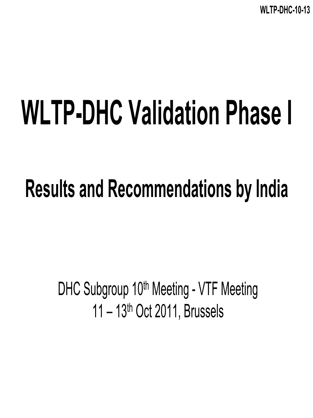 WLTP Validation Phase I Results and Recommendations by India