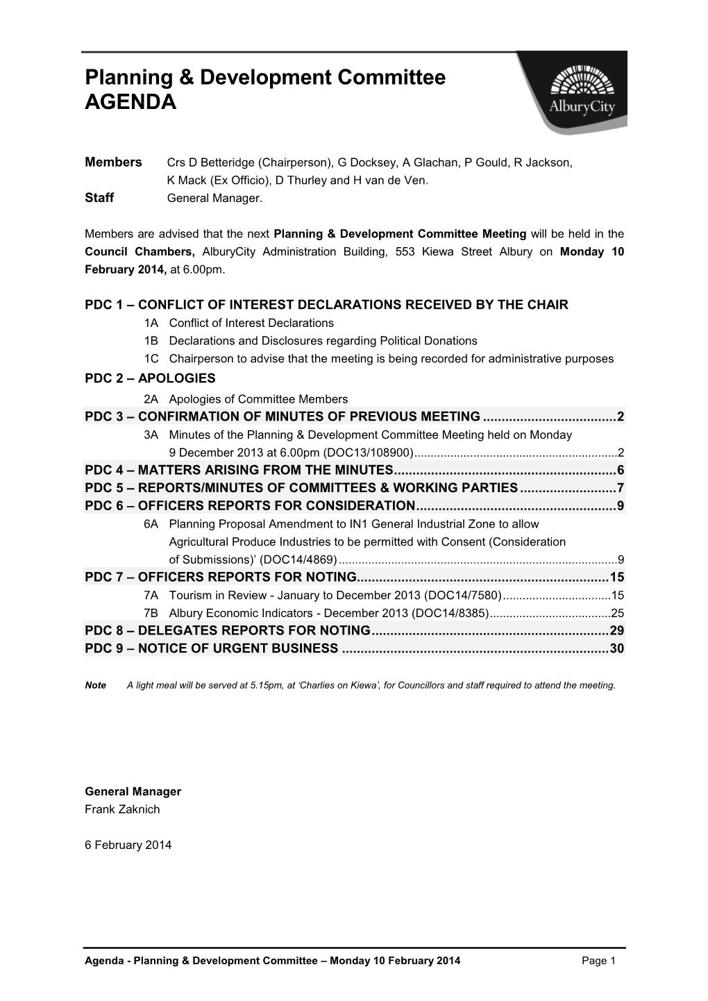 Council Meeting Agenda