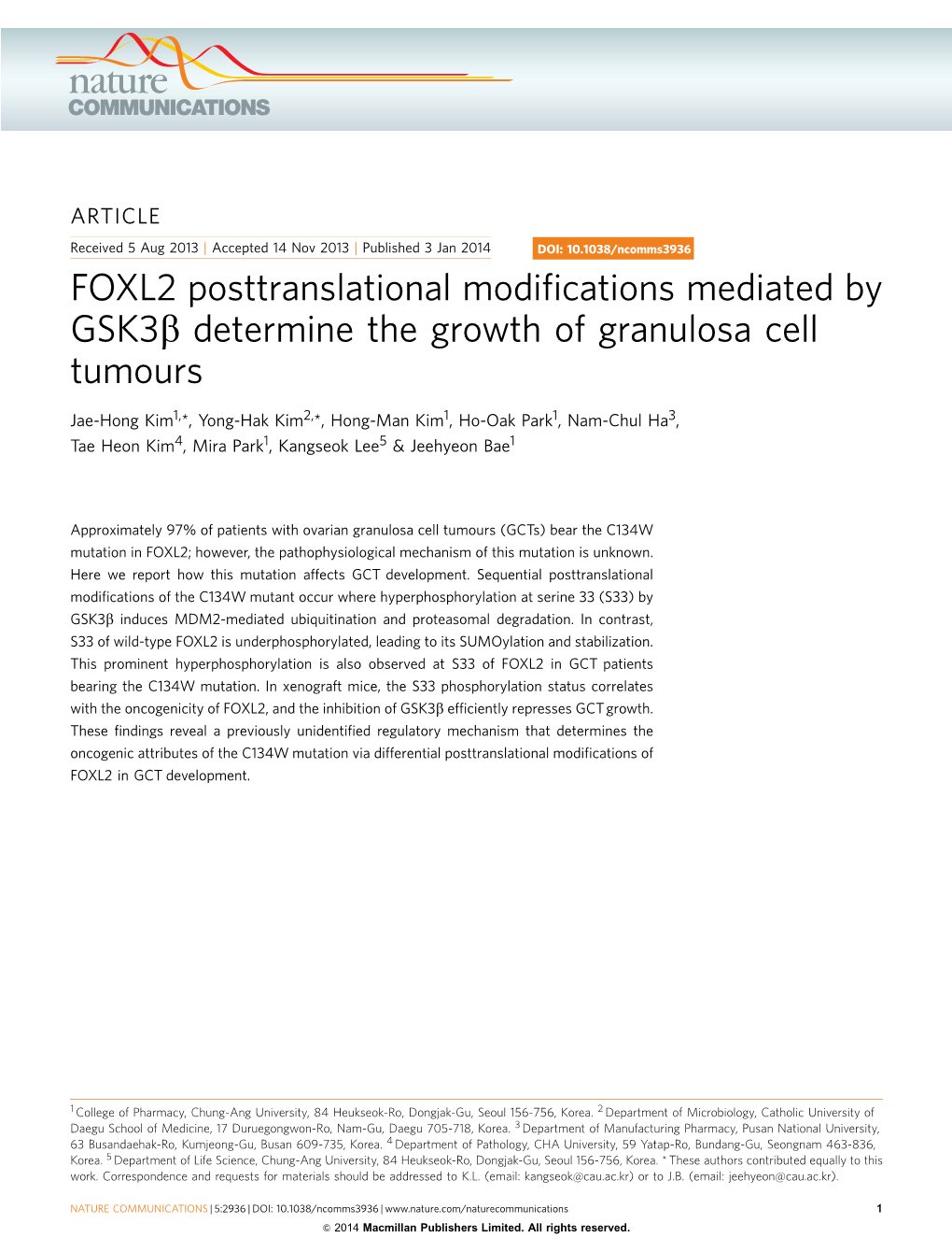 Determine the Growth of Granulosa Cell Tumours