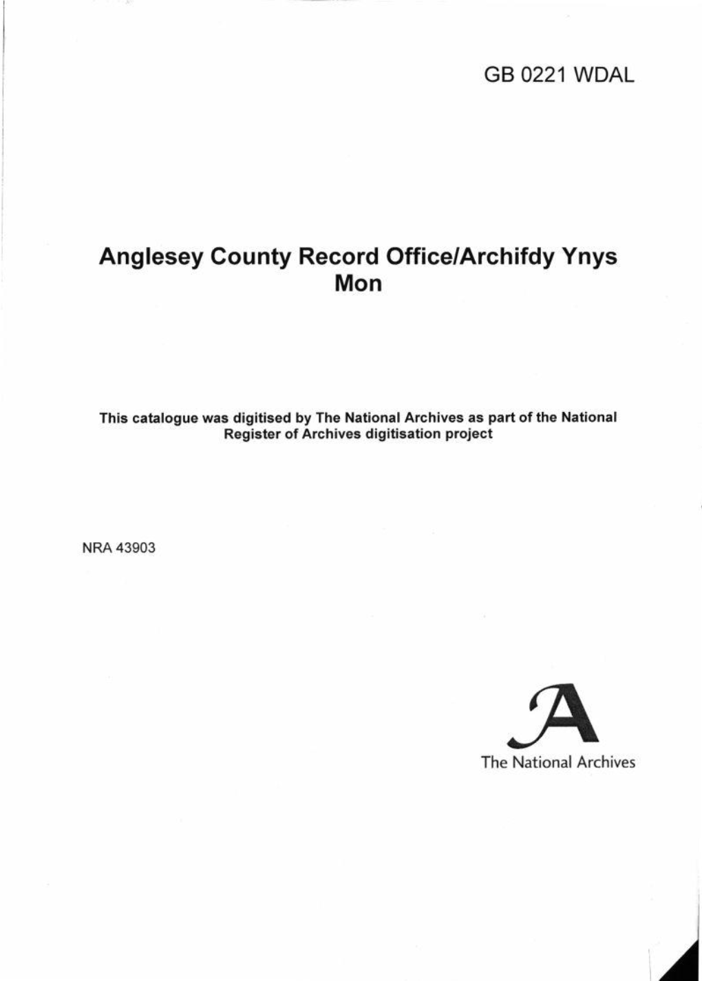 Anglesey County Record Office/Archifdy Ynys Mon