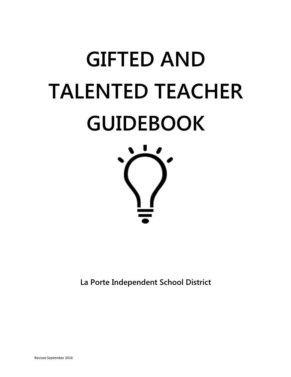 Gifted and Talented Teacher Guidebook