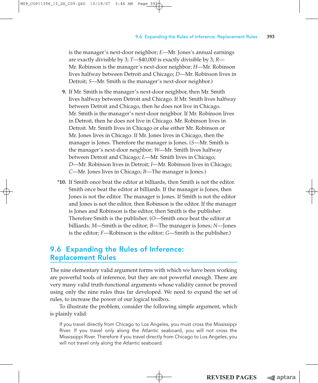 9.6 Expanding the Rules of Inference: Replacement Rules 393