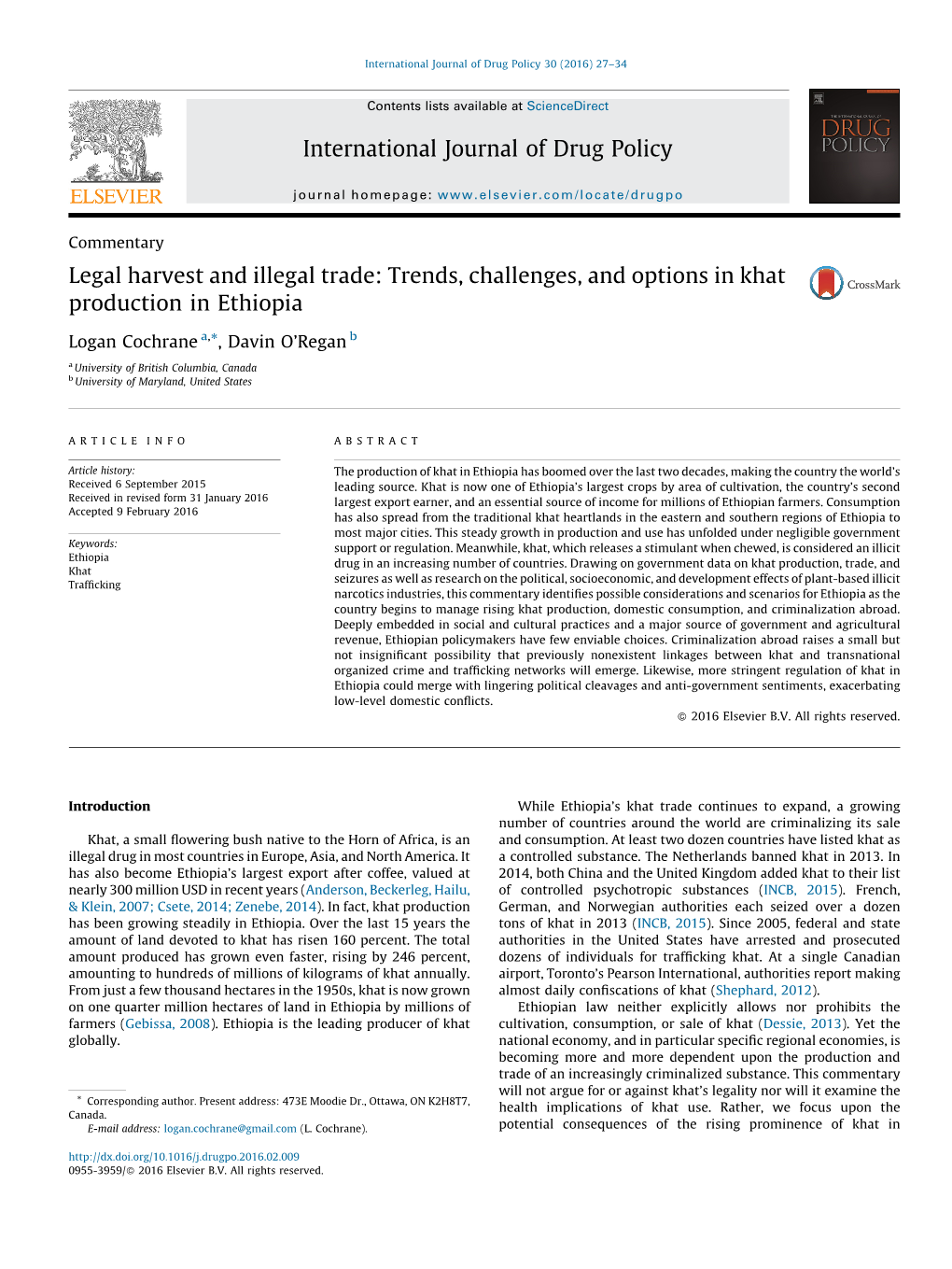 Trends, Challenges, and Options in Khat Production in Ethiopia