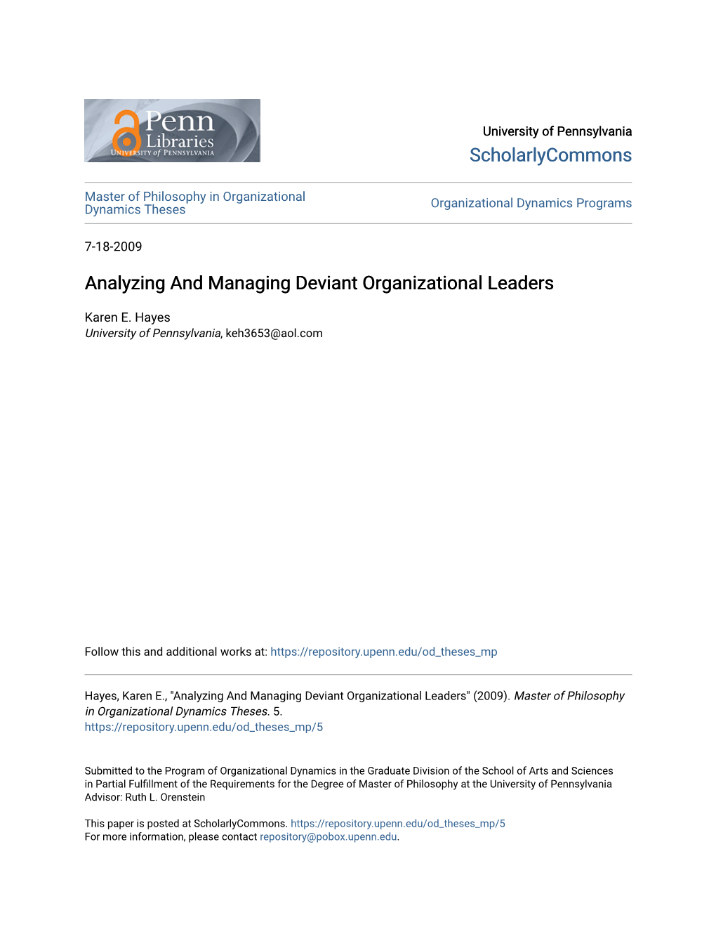 Analyzing and Managing Deviant Organizational Leaders