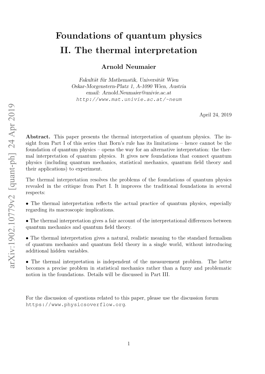 Foundations of Quantum Physics II. the Thermal Interpretation