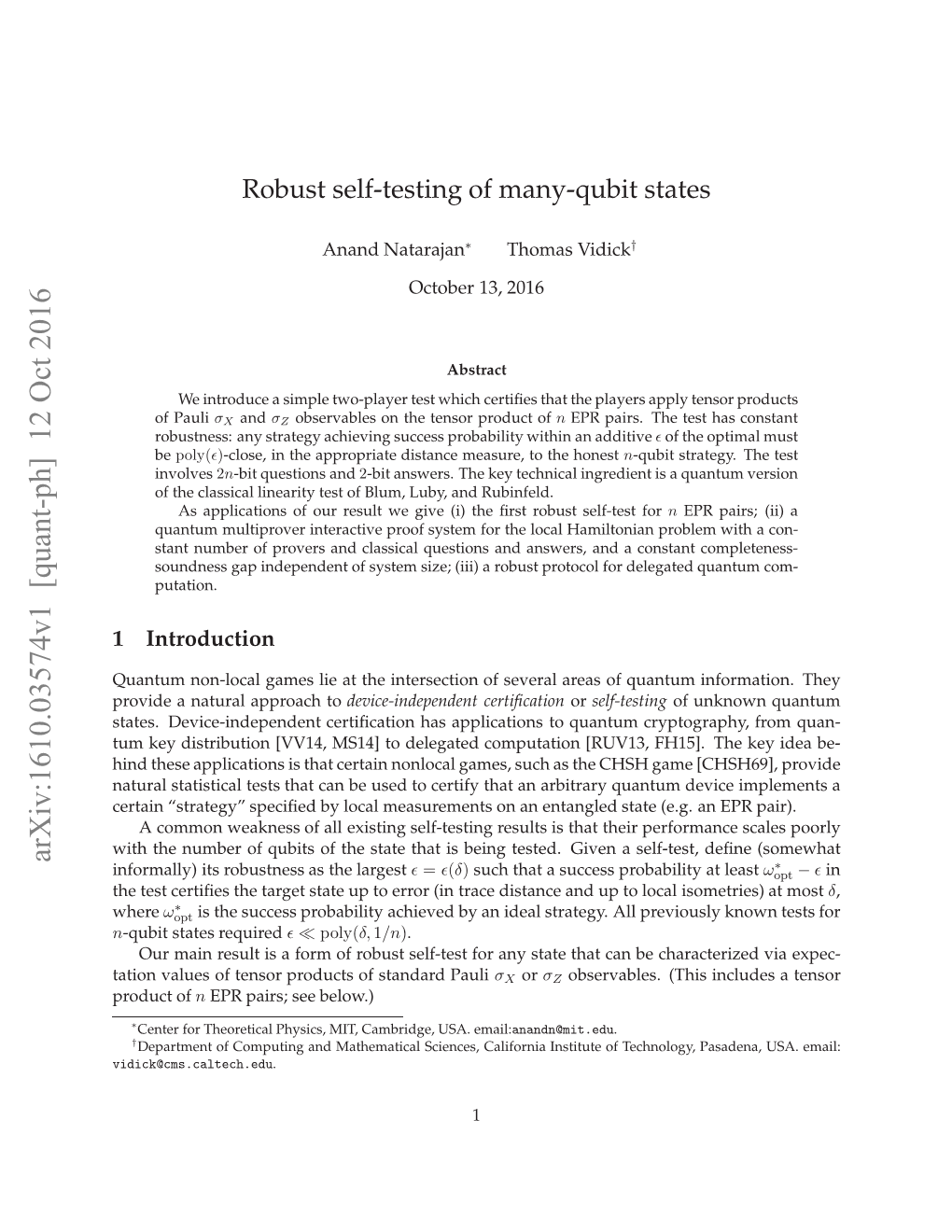 A Quantum Linearity Test for Robustly Verifying Entanglement