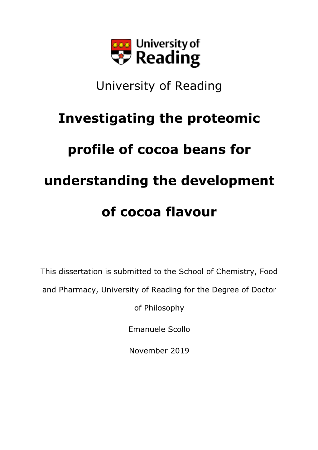 Investigating the Proteomic Profile of Cocoa Beans for Understanding The