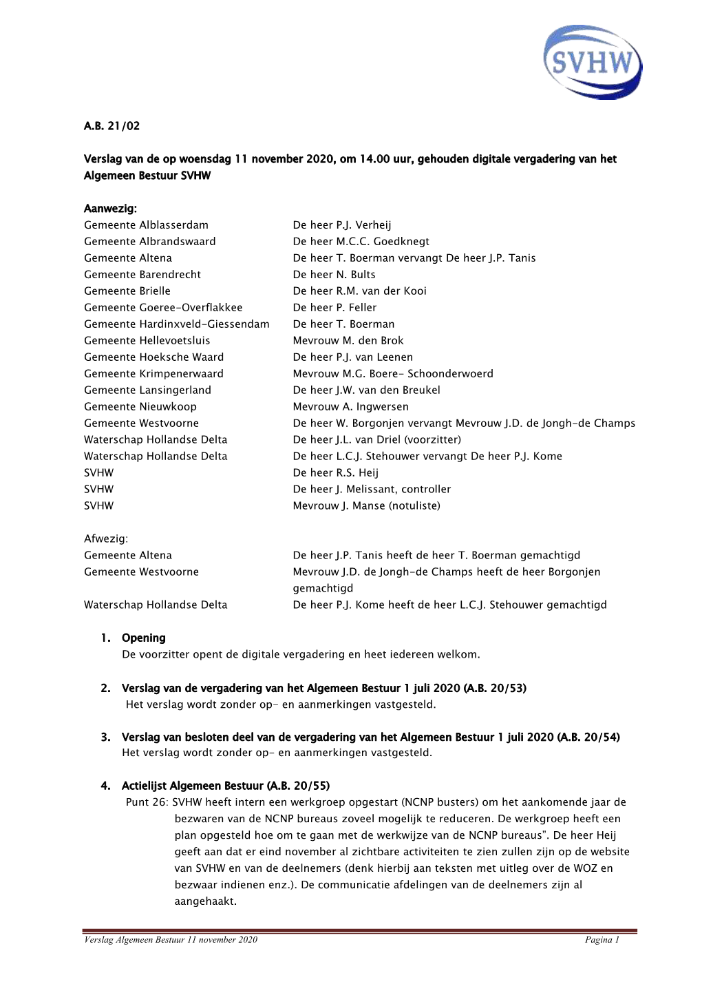 PDF A.B. 21 02 Verslag AB Vergadering 11 November 2020 77KB