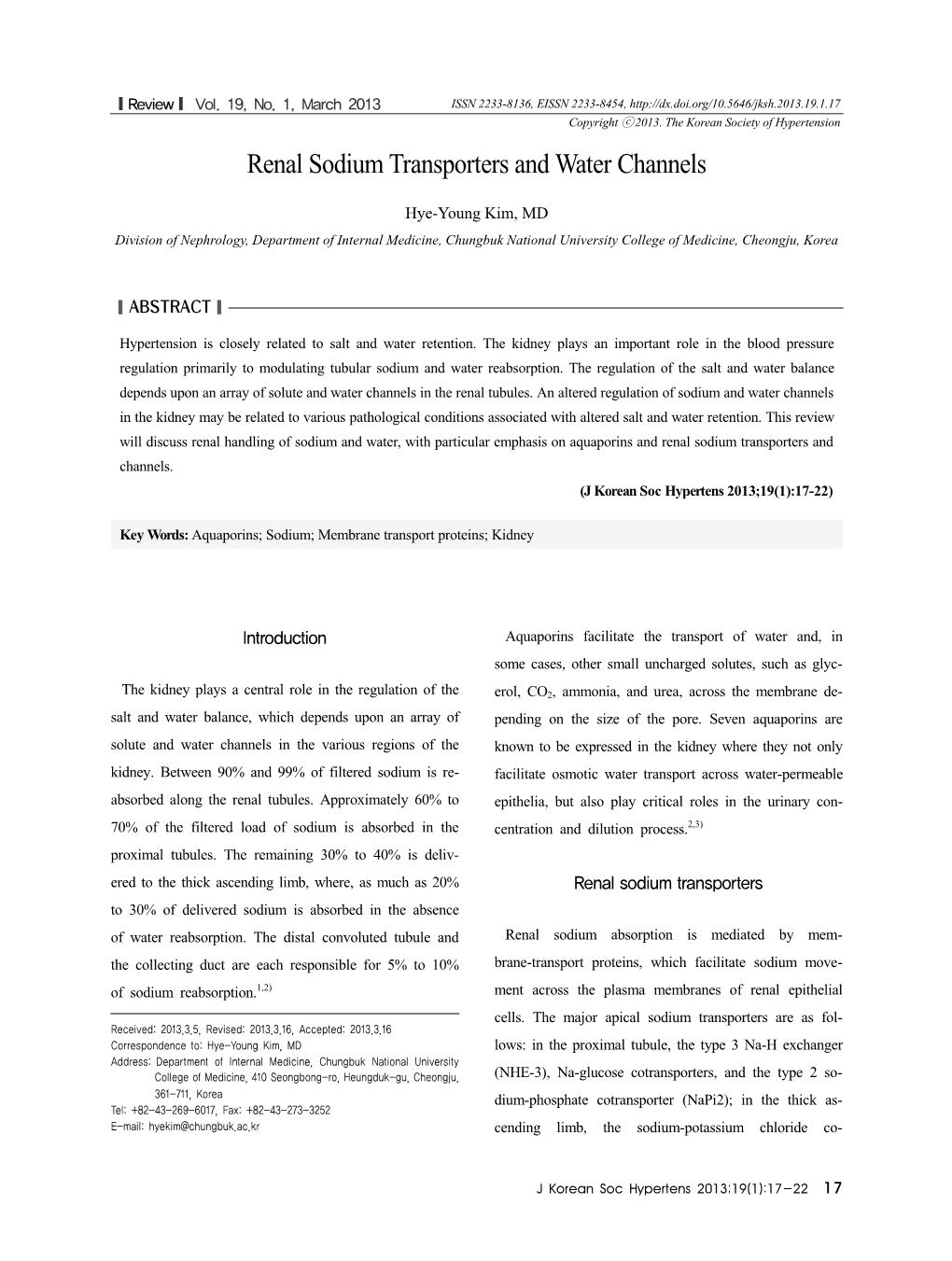 Renal Sodium Transporters and Water Channels