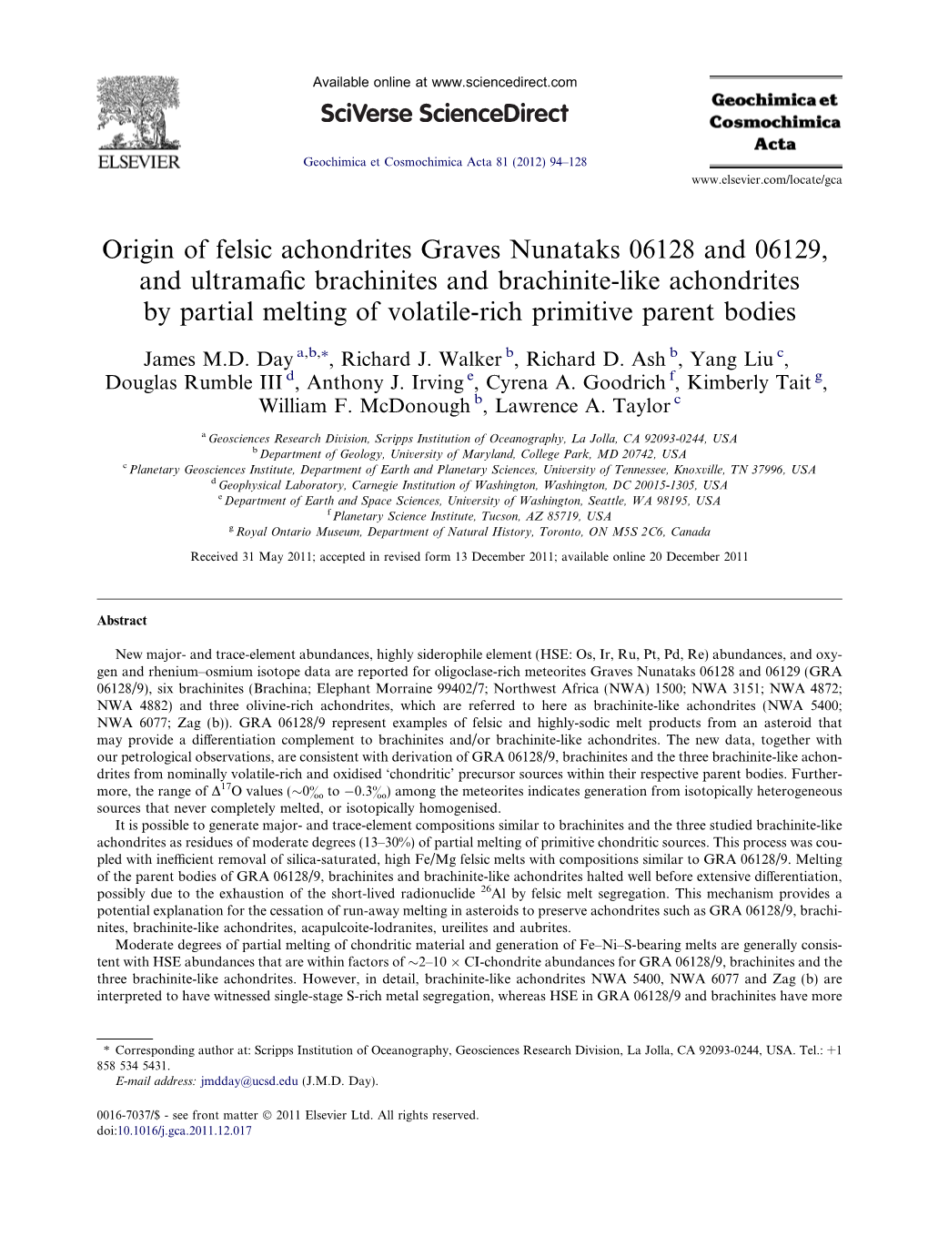 Origin of Felsic Achondrites Graves Nunataks 06128 and 06129, And