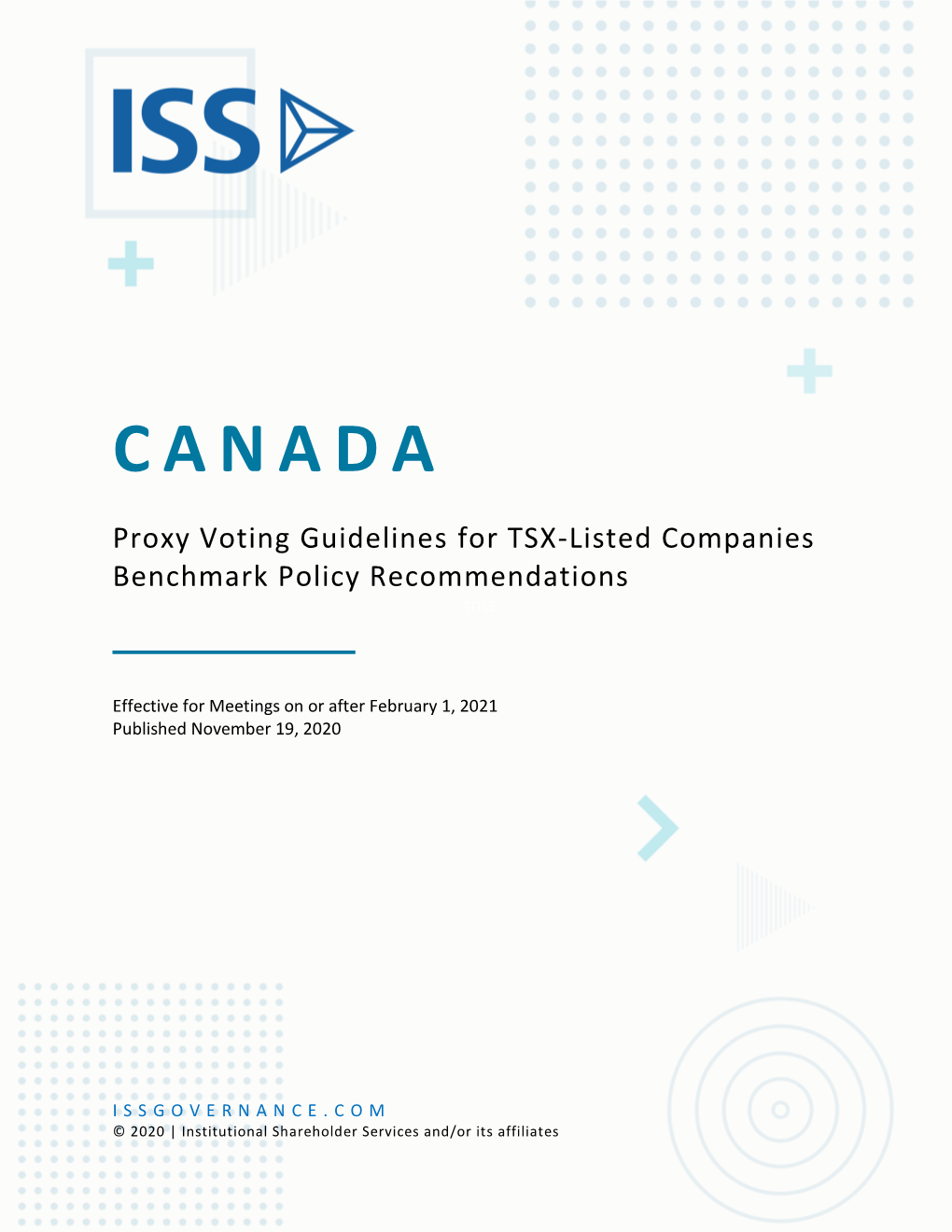 Canada Proxy Voting Guidelines for TSX-Listed Companies