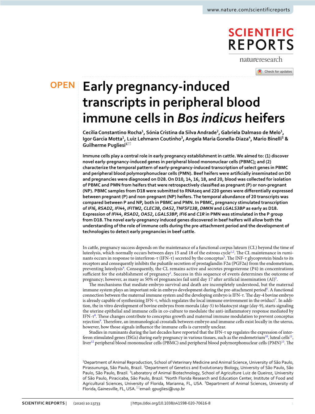 Early Pregnancy-Induced Transcripts in Peripheral Blood Immune Cells In