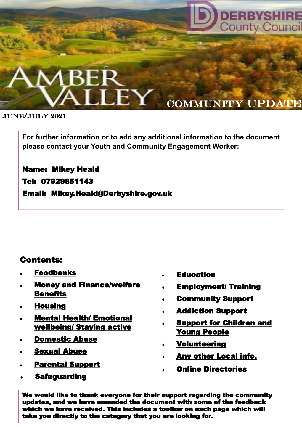 Amber Valley Community Update