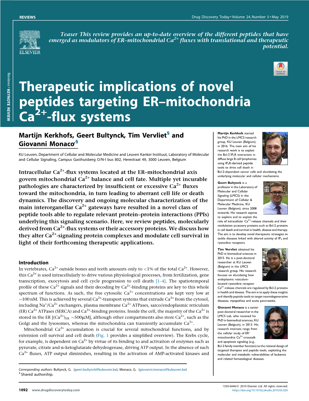 Therapeutic Implications of Novel Peptides Targeting ER
