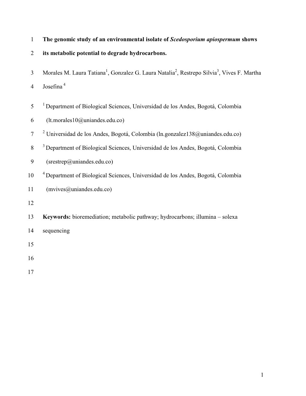 1 the Genomic Study of an Environmental Isolate of Scedosporium Apiospermum Shows