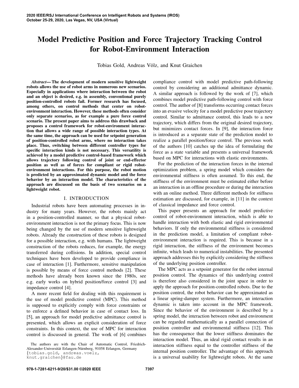 Model Predictive Position and Force Trajectory Tracking Control for Robot-Environment Interaction