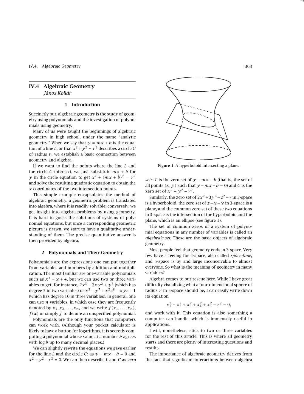 IV.4 Algebraic Geometry János Kollár