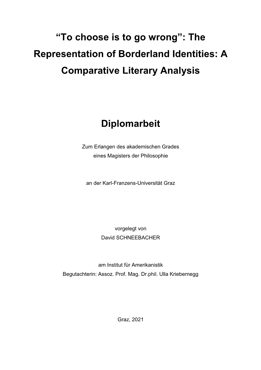 A Comparative Literary Analysis Diplomarbeit