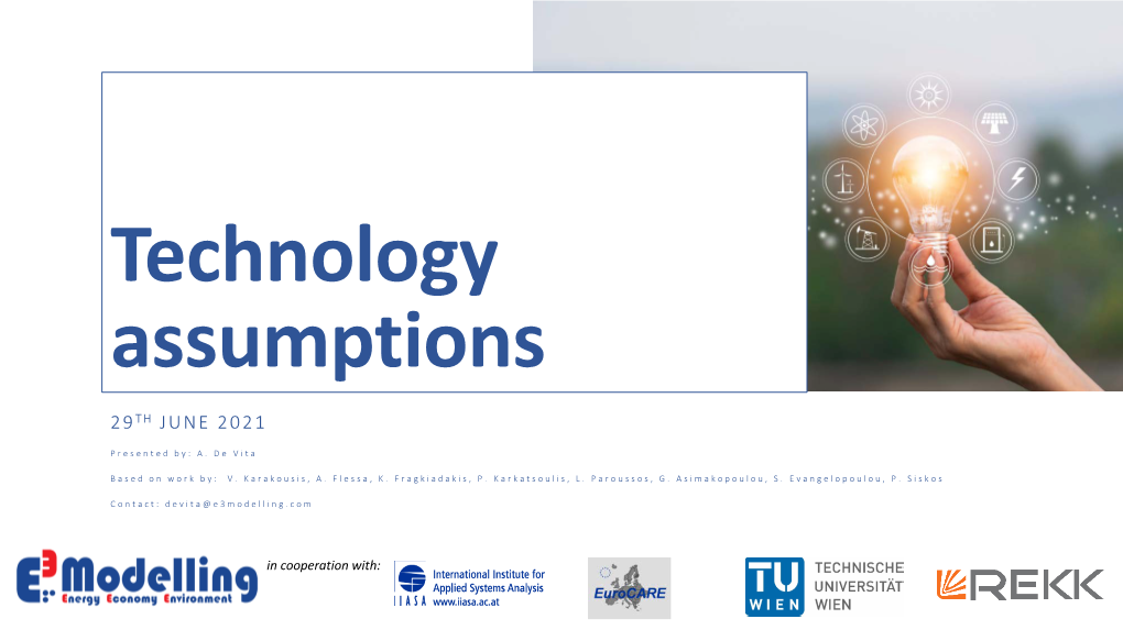 Technology Assumptions 29TH JUNE 2021