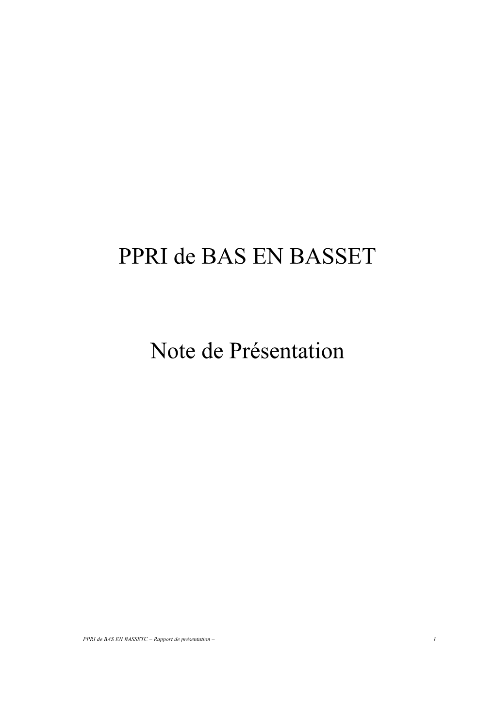 Rapport Presentation BAS EN BASSET