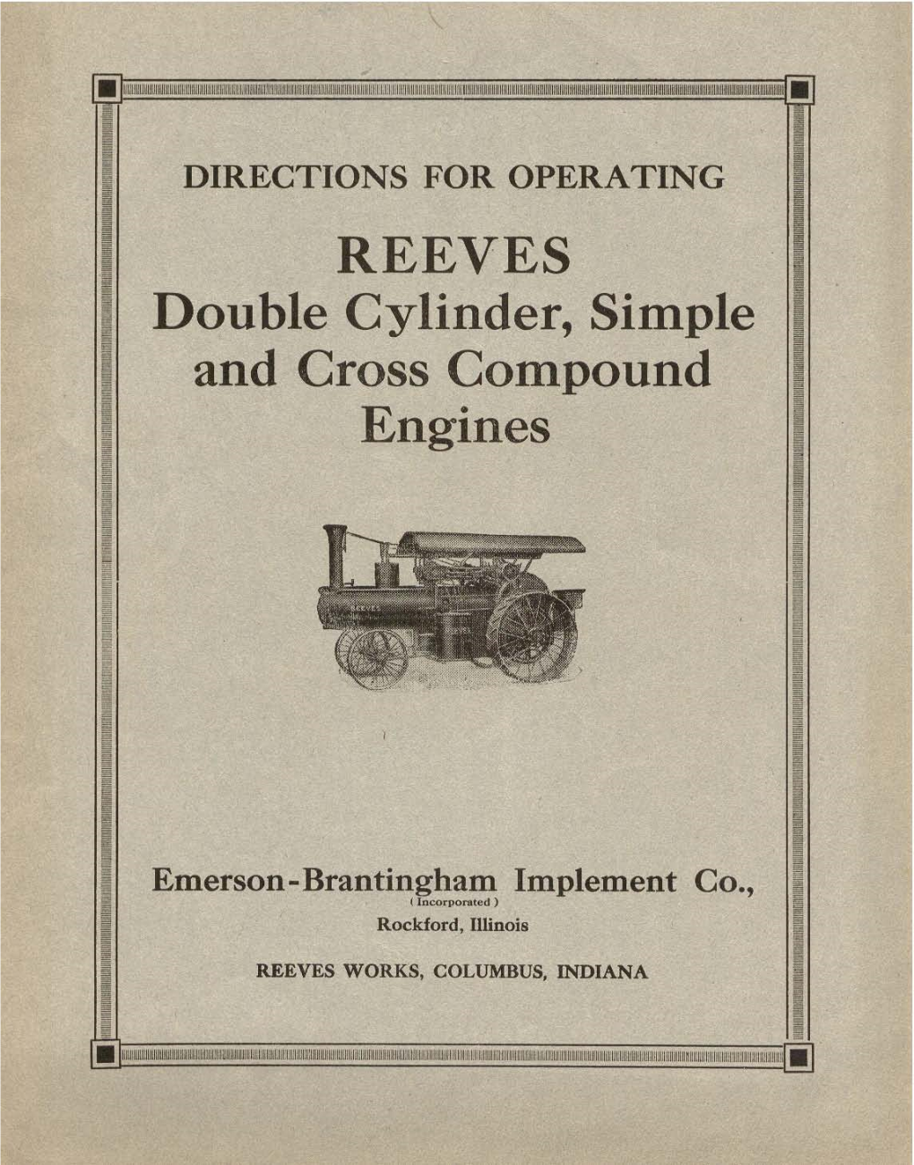 REEVES Double Cylinder, Simple and Cross Compound Engines