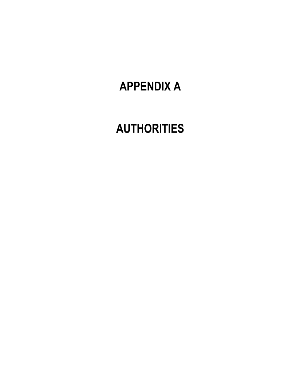 Appendix a AUTHORITIES