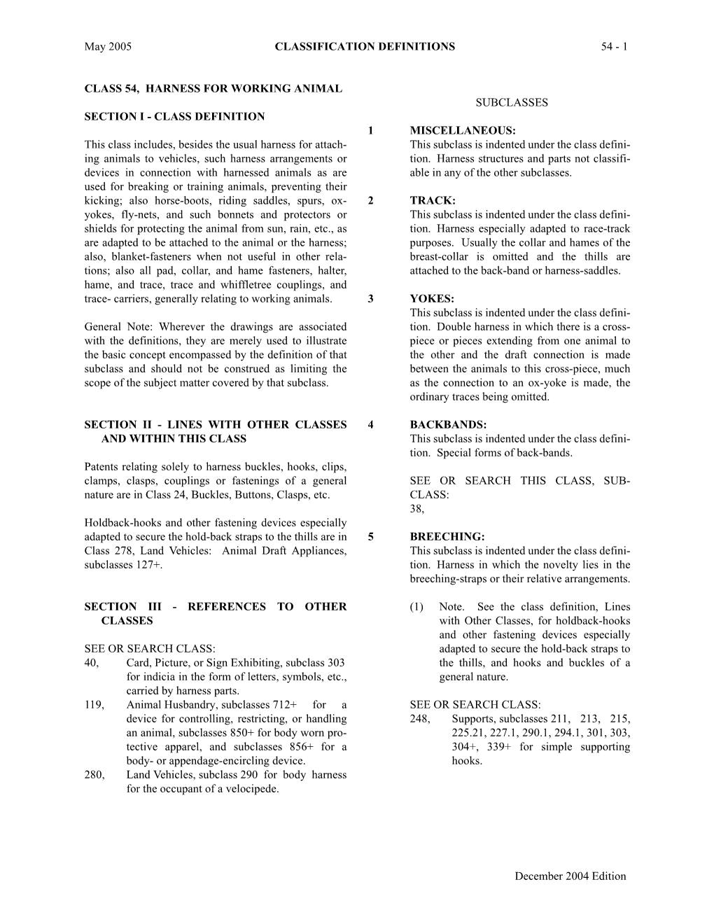 May 2005 CLASSIFICATION DEFINITIONS 54 - 1