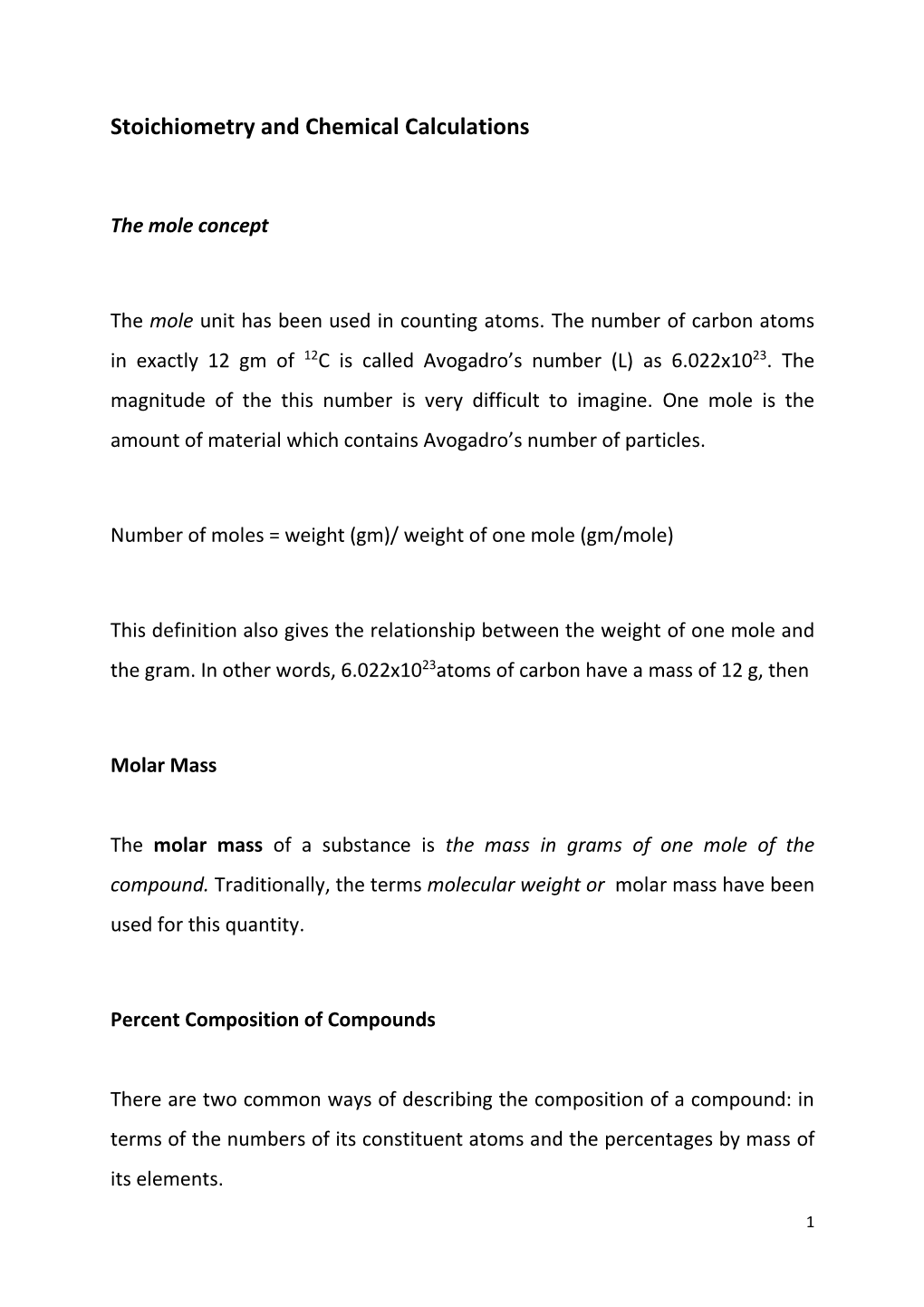 Stoichiometry and Chemical Calculations